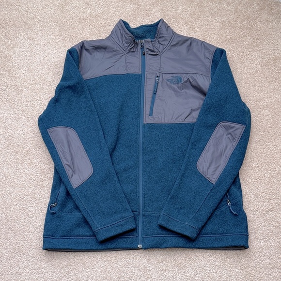 The North Face Men's Teal and Gray Gordon Anza Full Zip Fleece Jacket Size XXL - Picture 1 of 6